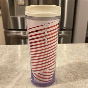 STARBUCKS Candy Cane Stripes Christmas Tumbler 12 Oz 2009